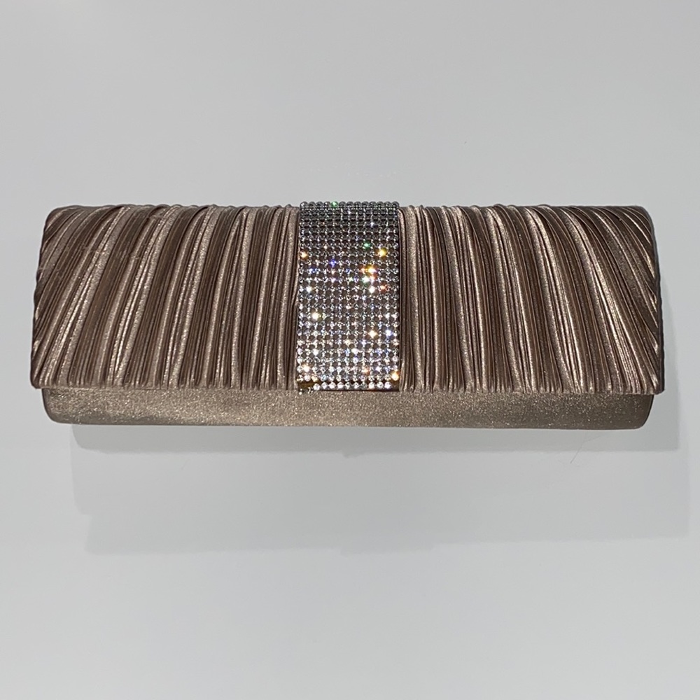 Fancy Dull Gold Beige Evening Clutch